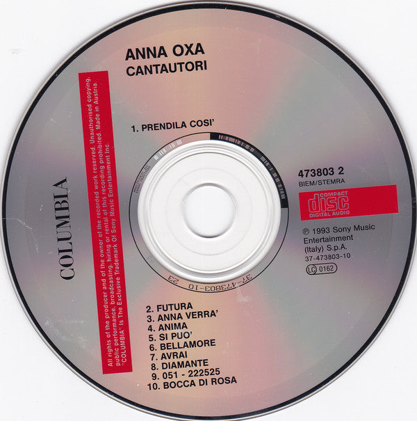 Anna Oxa : Cantautori (CD, Album)