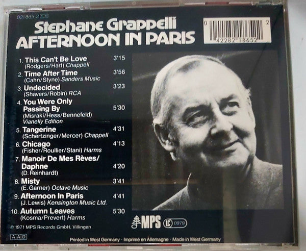 Stéphane Grappelli : Afternoon In Paris (CD, Album)