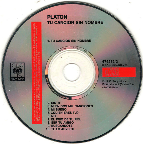 Platon (3) : Tu Canción Sin Nombre (CD, Album)