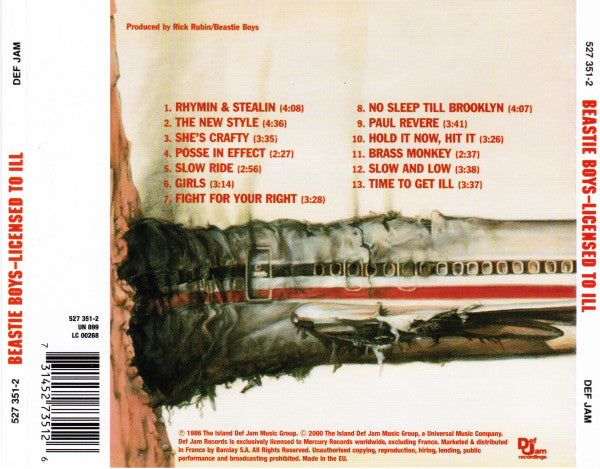 Beastie Boys : Licensed To Ill (CD, Album, RE, RM, RP)