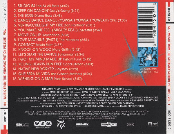Various : 54 - Music From The Miramax Motion Picture - Volume 1 (CD, Comp)