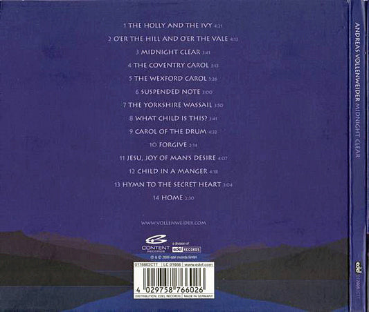 Andreas Vollenweider Featuring Carly Simon : Midnight Clear (CD, Album)