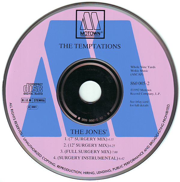 The Temptations : The Jones' - UK Remix (CD, Maxi)