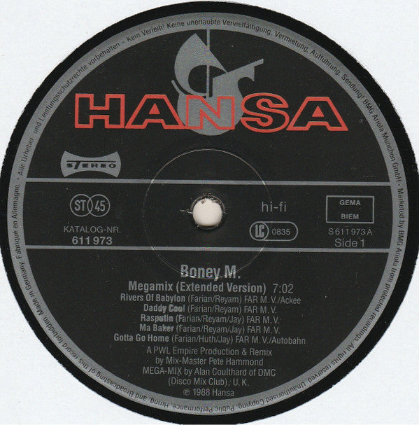 Boney M. : Megamix (Extended Version) (12", Single)