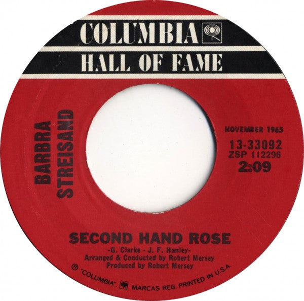 Barbra Streisand : Second Hand Rose / People (7", Single, Styrene)