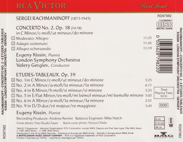 Sergei Rachmaninoff / Yevgeny Kissin / London Symphony Orchestra / Valery Gergiev : Concerto No.2 - 6 Etudes-Tableaux (CD)