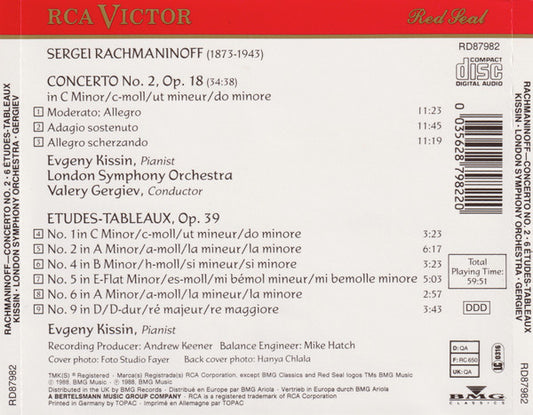 Sergei Rachmaninoff / Yevgeny Kissin / London Symphony Orchestra / Valery Gergiev : Concerto No.2 - 6 Etudes-Tableaux (CD)