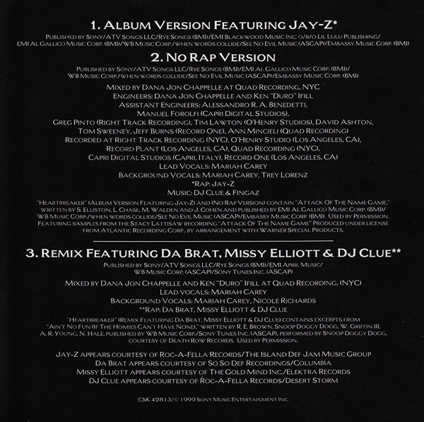 Mariah Carey : Heartbreaker (CD, Single, Promo)