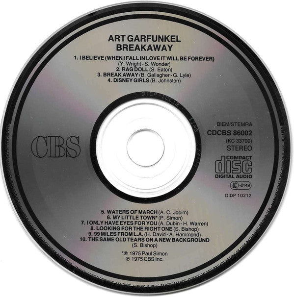 Art Garfunkel : Breakaway (CD, Album, RE, DAD)