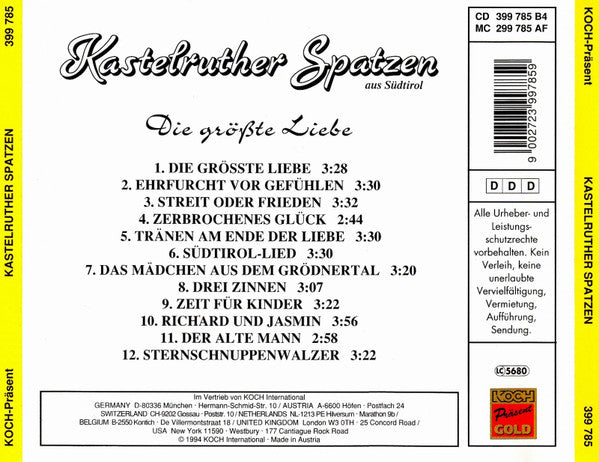 Kastelruther Spatzen : Die Größte Liebe (CD, Album)