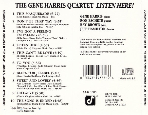 The Gene Harris Quartet : Listen Here! (CD, Album)