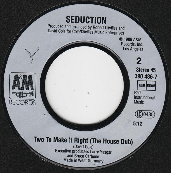 Seduction : Two To Make It Right (7", Single)