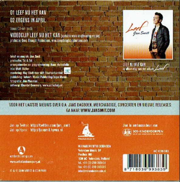 Jan Smit : Leef Nu Het Kan (CD, Single, Enh)