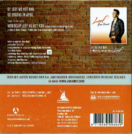 Jan Smit : Leef Nu Het Kan (CD, Single, Enh)