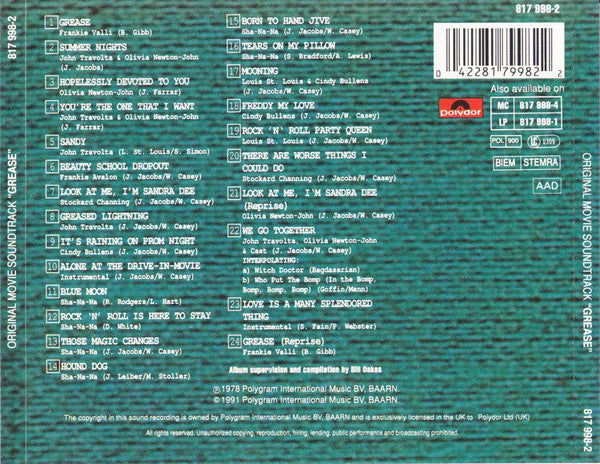 Various : Grease (The Original Soundtrack From The Motion Picture) (CD, Album, RE)