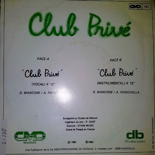 Club Privé (2) : Club Privé (7", Single)