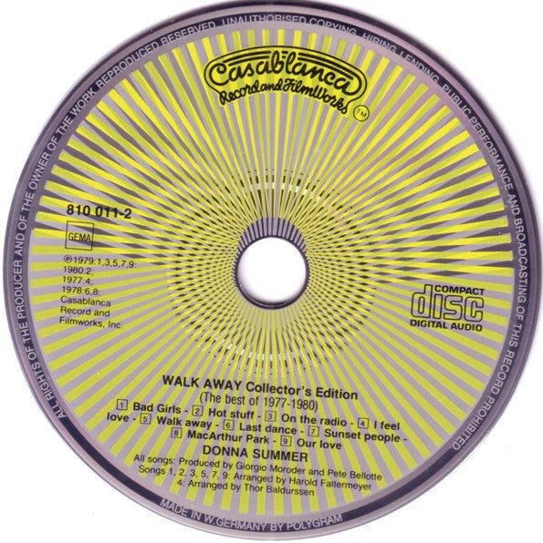 Donna Summer : Walk Away - Collector's Edition (The Best Of 1977-1980) (CD, Comp, RP)