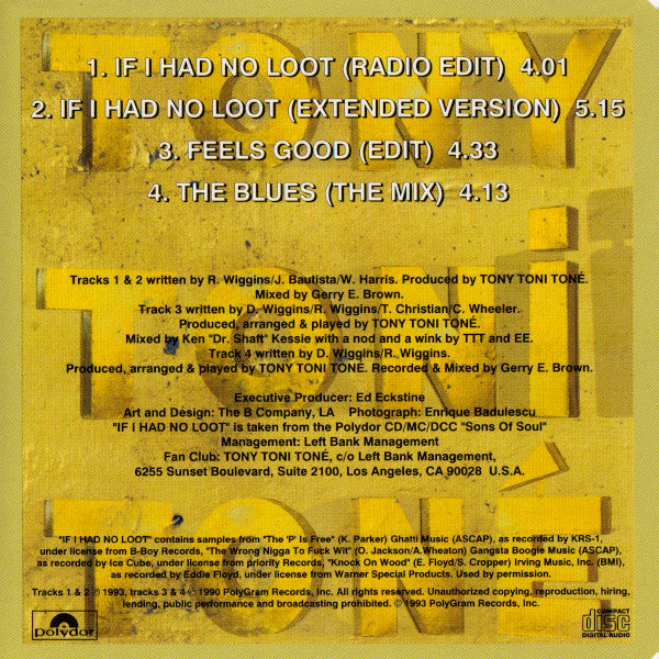 Tony! Toni! Toné! : If I Had No Loot (CD, Maxi)
