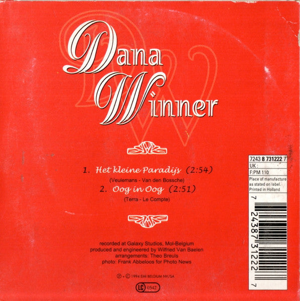 Dana Winner : Het Kleine Paradijs (CD, Single)