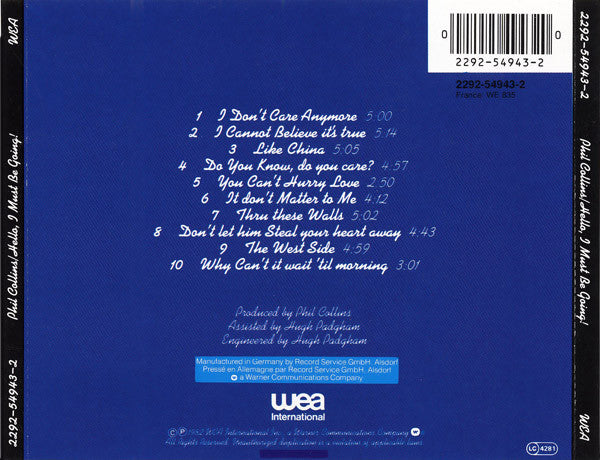 Phil Collins : Hello, I Must Be Going! (CD, Album, RE)