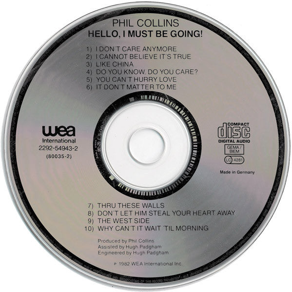 Phil Collins : Hello, I Must Be Going! (CD, Album, RE)