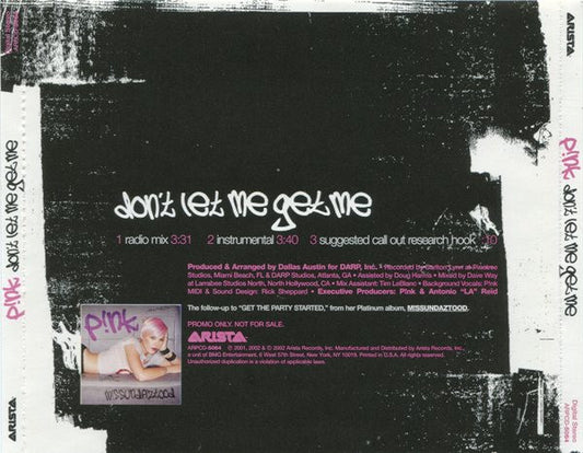 P!NK : Don't Let Me Get Me (CD, Single, Promo)