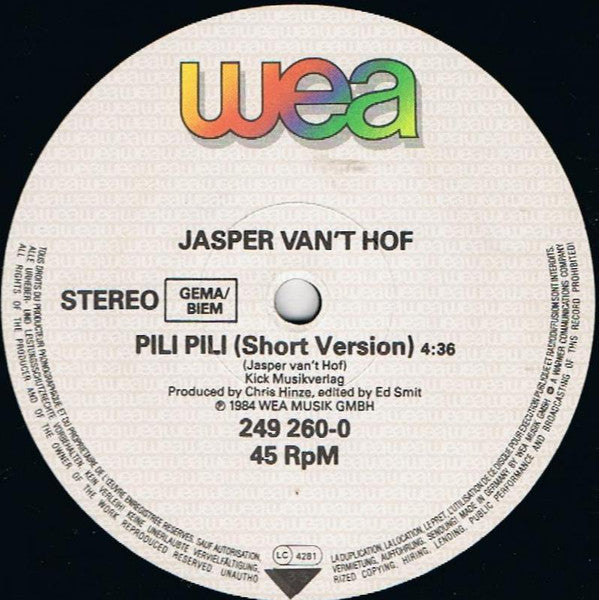 Jasper Van't Hof : Pili-Pili (12")