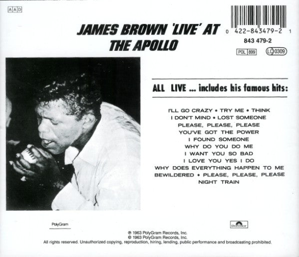 James Brown : Live At The Apollo 1962 (CD, Album, RE, Sli)