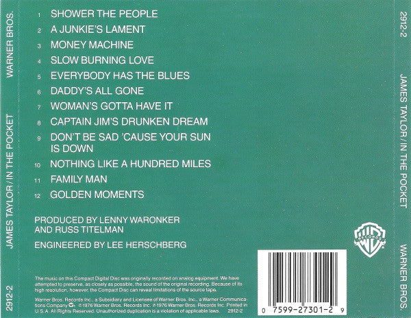James Taylor (2) : In The Pocket (CD, Album, RE)