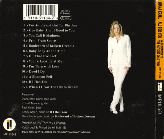 Diana Krall : All For You (A Dedication To The Nat King Cole Trio) (CD, Album)