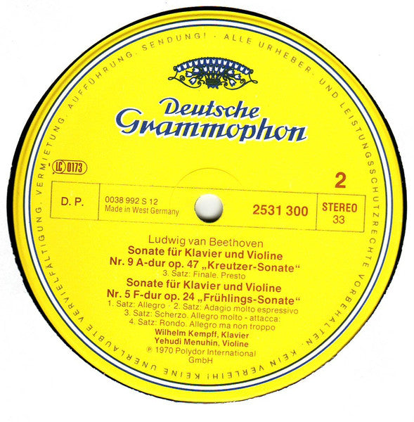Ludwig Van Beethoven, Wilhelm Kempff • Yehudi Menuhin : »Kreutzer-Sonate« / »Frühlingssonate« (LP, Album)