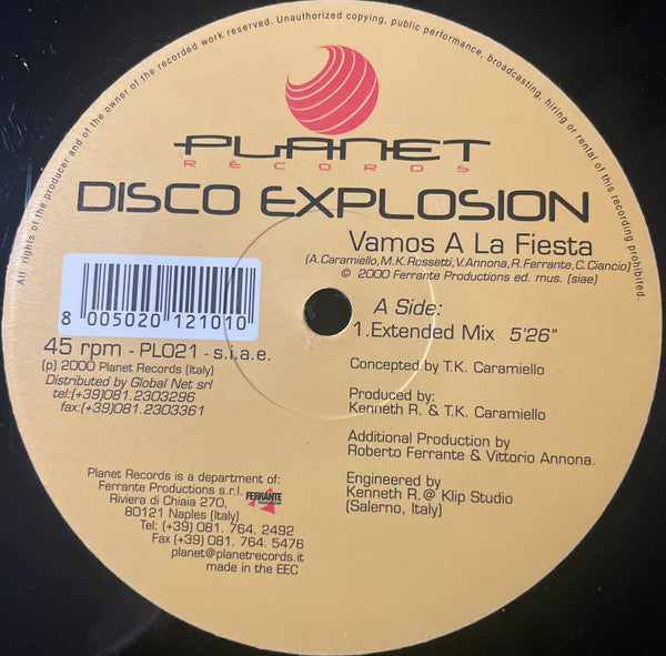 Disco Explosion : Vamos A La Fiesta (12")