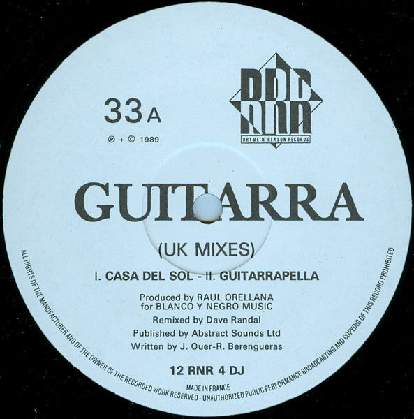 Raúl Orellana Featuring Jordi Bonell : Guitarra (UK Mixes) (12", Promo)