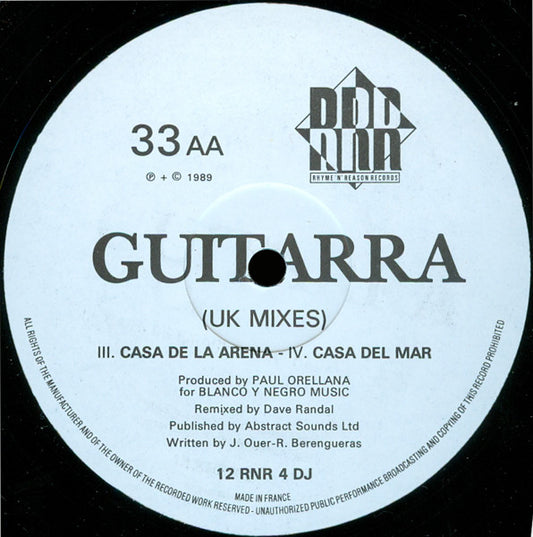 Raúl Orellana Featuring Jordi Bonell : Guitarra (UK Mixes) (12", Promo)