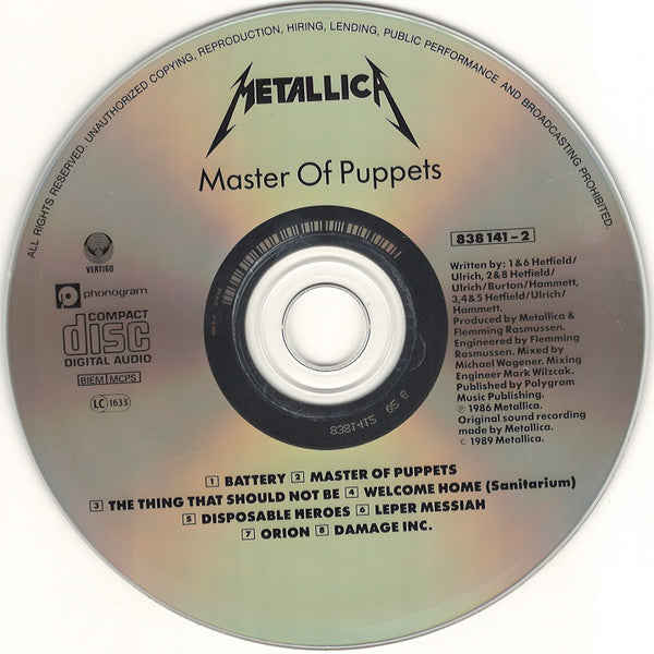 Metallica : Master Of Puppets (CD, Album, RE, RP, Uni)