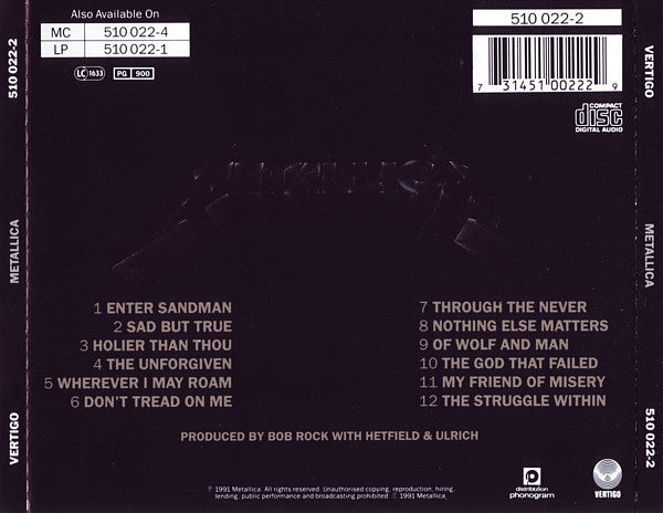Metallica : Metallica (CD, Album, RP)