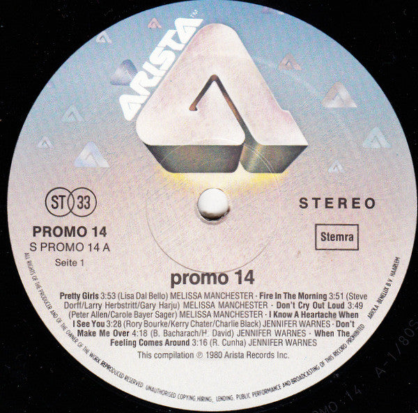 Various : Promo 14 Arista Female Sampler (LP, Comp, Promo)