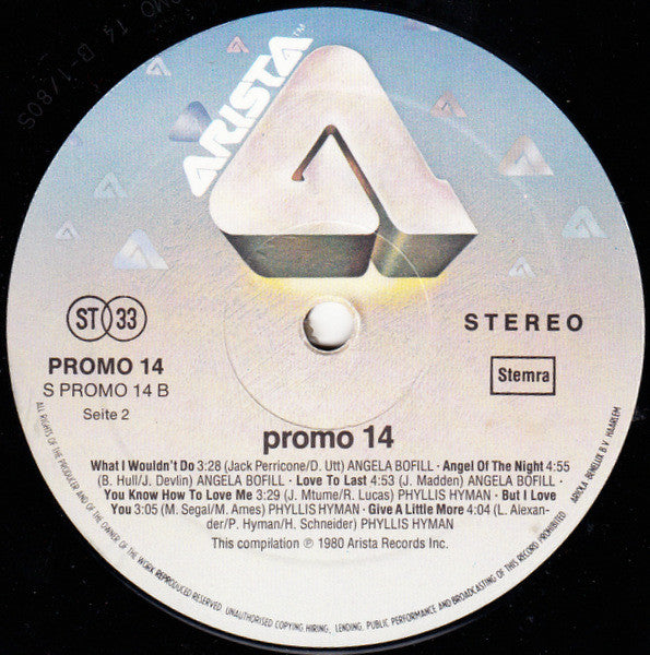Various : Promo 14 Arista Female Sampler (LP, Comp, Promo)