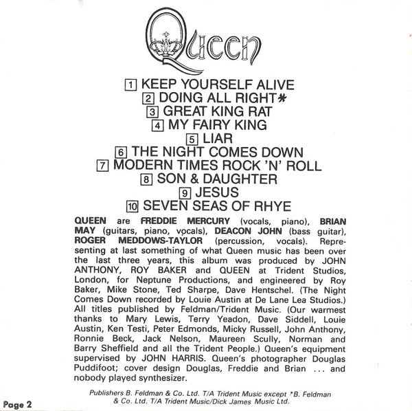 Queen : Queen (CD, Album, RE, Son)
