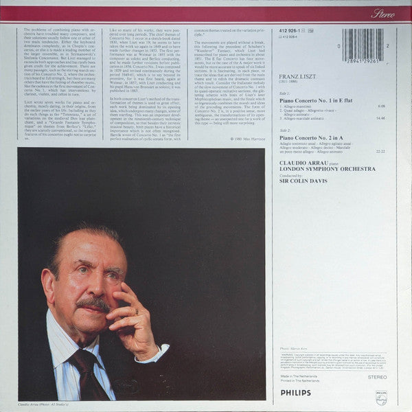 Franz Liszt / Claudio Arrau / London Symphony Orchestra / Sir Colin Davis : The Piano Concertos (LP, Album, RE)