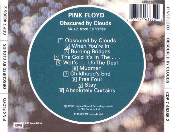 Pink Floyd : Obscured By Clouds (Music From La Vallée) (CD, Album, RE)