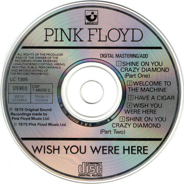 Pink Floyd : Wish You Were Here (CD, Album, RE)