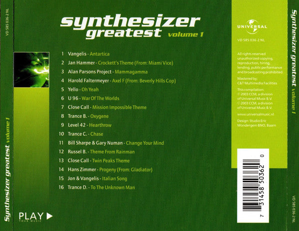 Various : Synthesizer Greatest Volume 1 (CD, Comp)