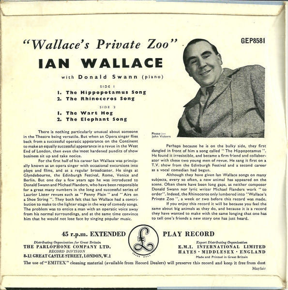 Ian Wallace (3) With Donald Swann : Wallace's Private Zoo (7", EP)