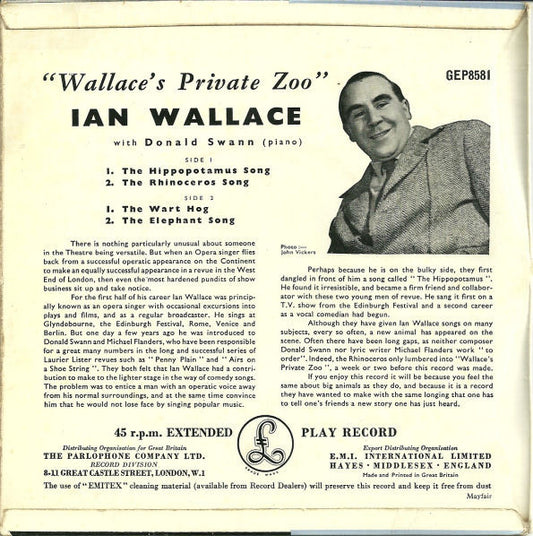 Ian Wallace (3) With Donald Swann : Wallace's Private Zoo (7", EP)