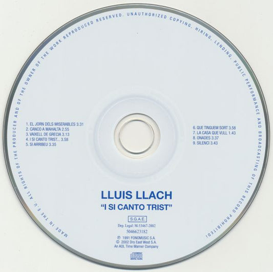 Lluis Llach : I Si Canto Trist... (CD, Album, RE)