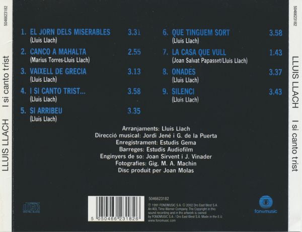 Lluis Llach : I Si Canto Trist... (CD, Album, RE)