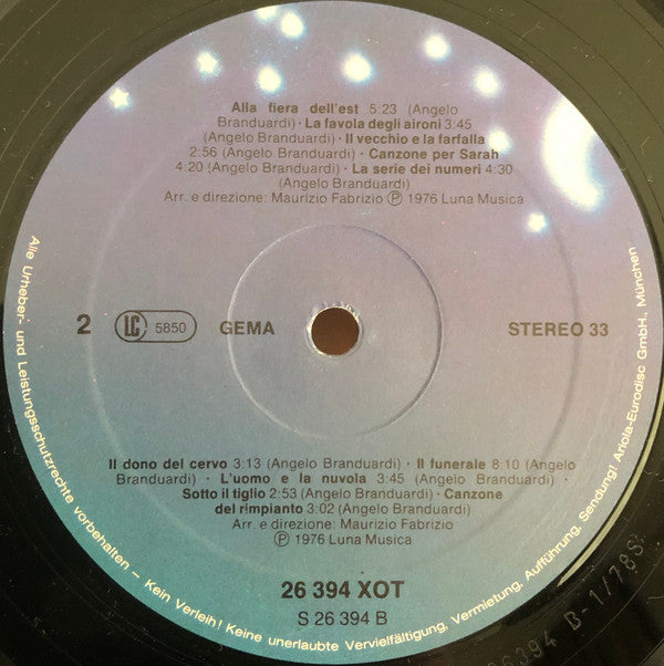 Angelo Branduardi : Alla Fiera Dell'Est (LP, Album, RE, Gat)