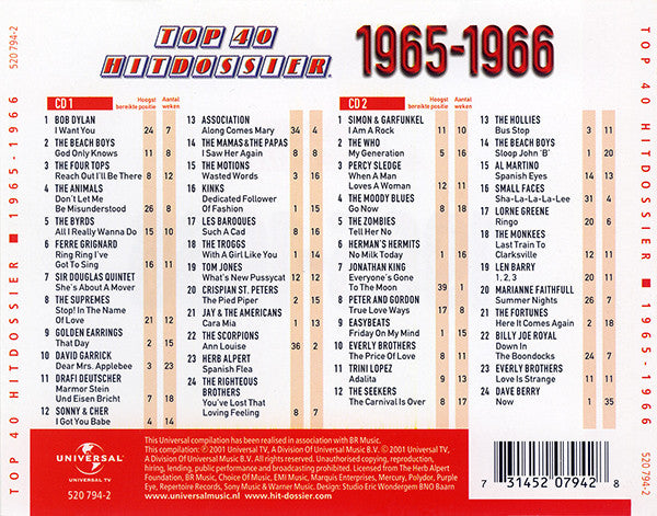Various : Top 40 Hitdossier 1965-1966 (2xCD, Comp)