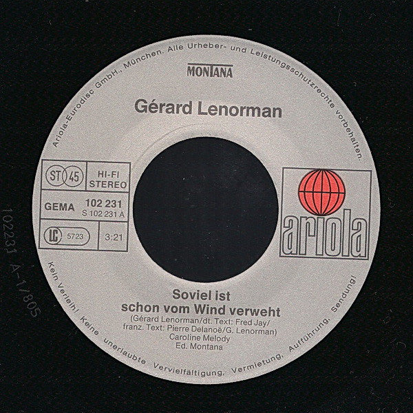 Gérard Lenorman : Soviel Ist Schon Vom Wind Verweht / Mama (7", Single)